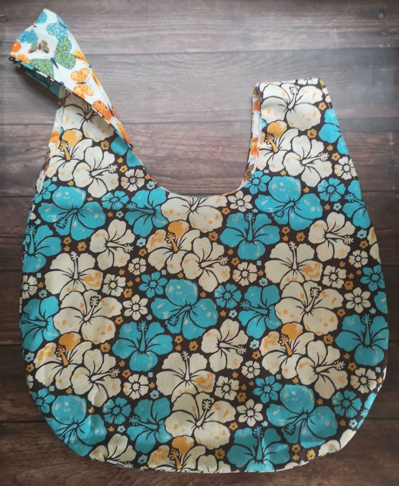 Hibiscus / Butterflies Medium Project Bag (Zip Pocket)