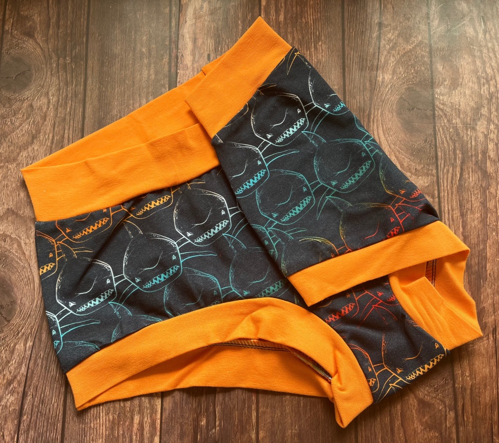MEDIUM Boy Shorts UK 10-12 - Orange Sharks