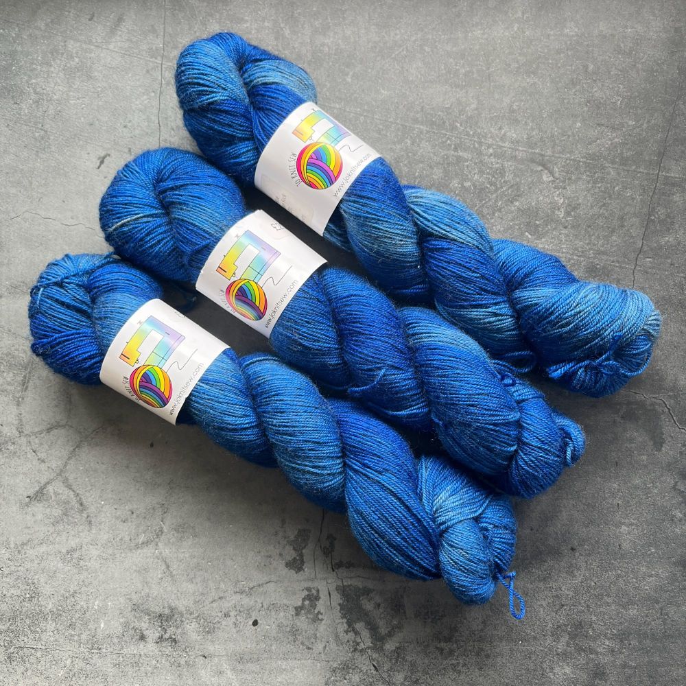 OOOFT BLUE Semi Solid on Merino / Yak / Nylon sock