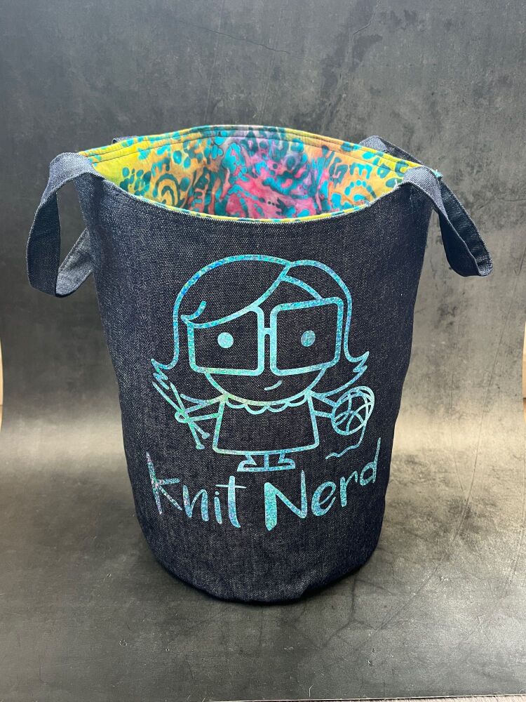 Knit Nerd - Denim Yarn Bucket