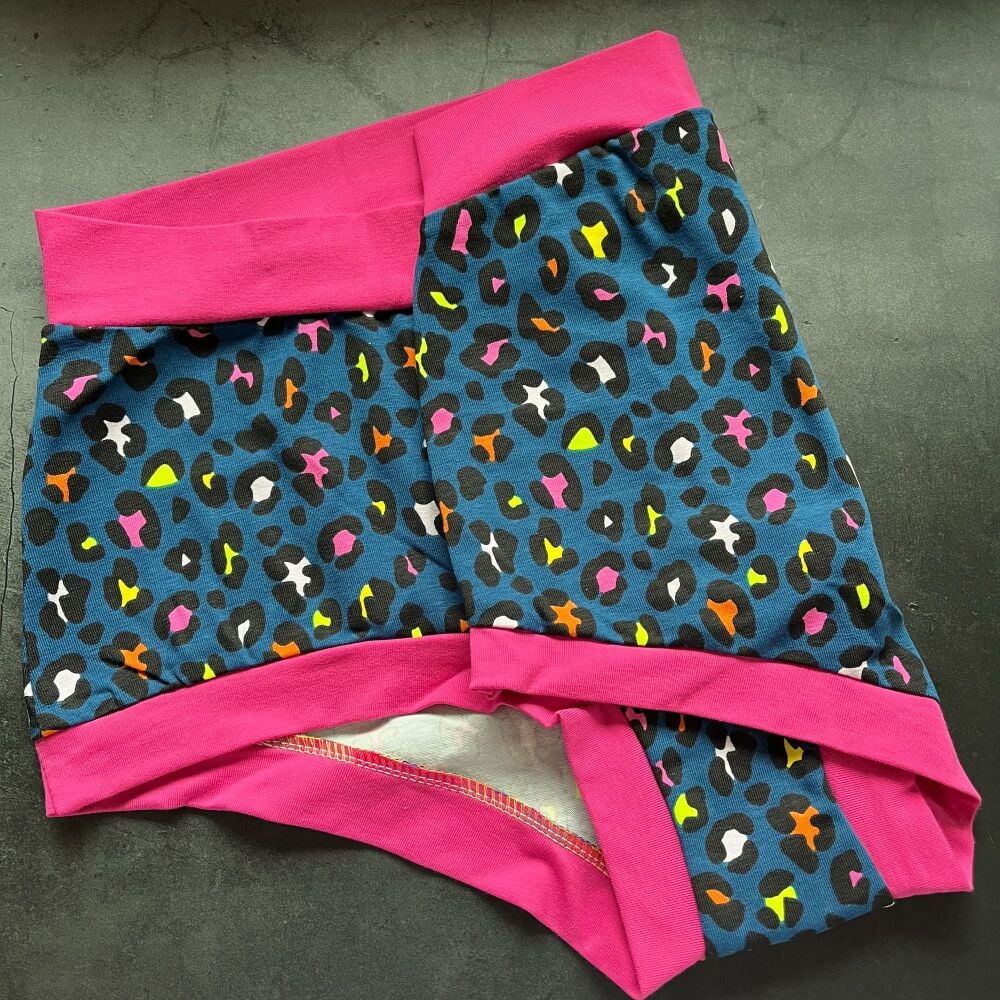 XL Boy Shorts UK 18-20 - Neon Leopard Print