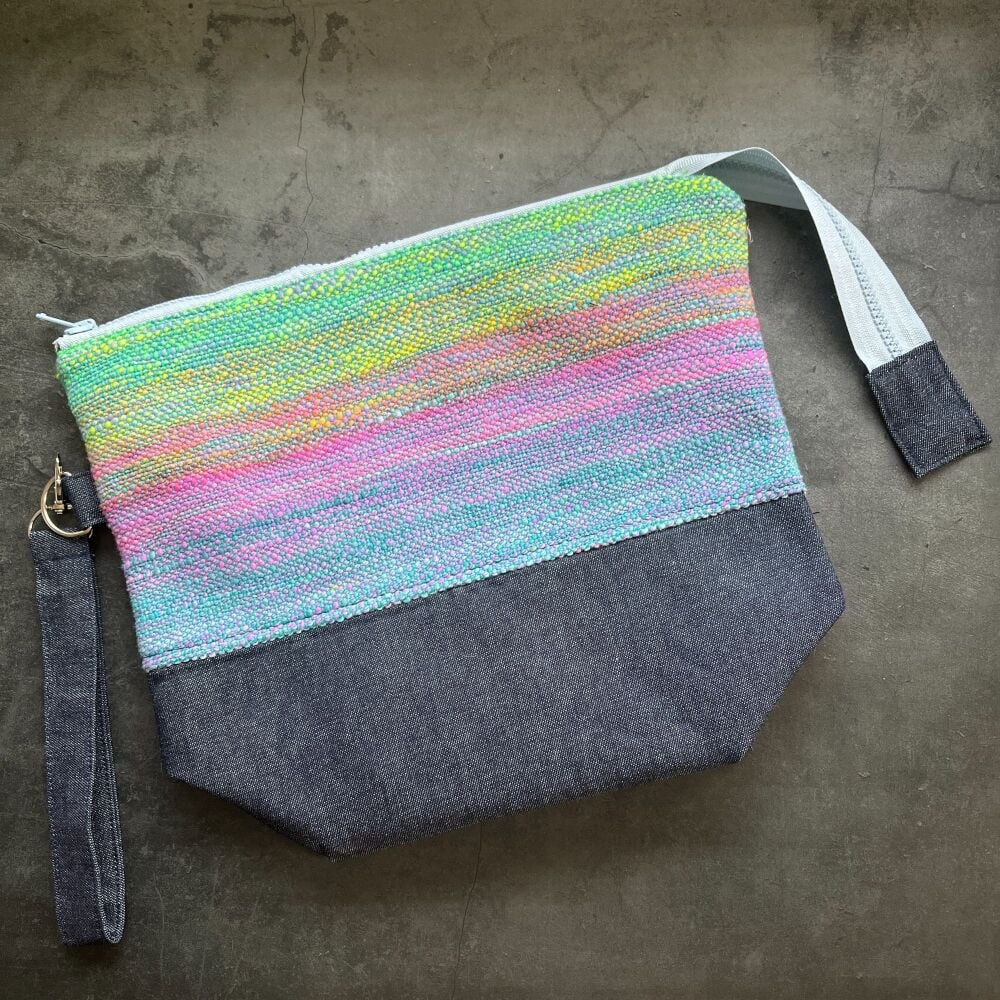 Hand Spun & Woven Rainbow  / Batique Boxy Bottomed bag