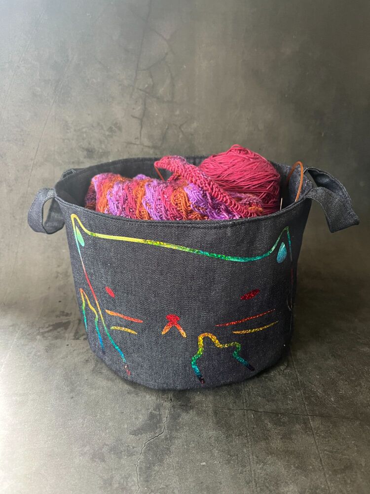 I Do What I Want - Mini Denim Yarn Bucket