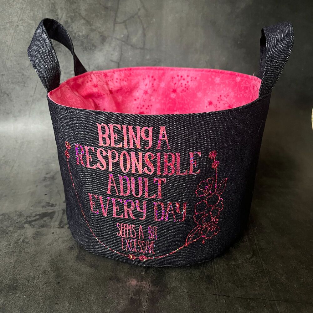 Responsible Adult - Mini Denim Yarn Bucket