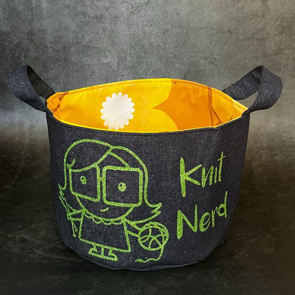Knit Nerd - Mini Denim Yarn Bucket