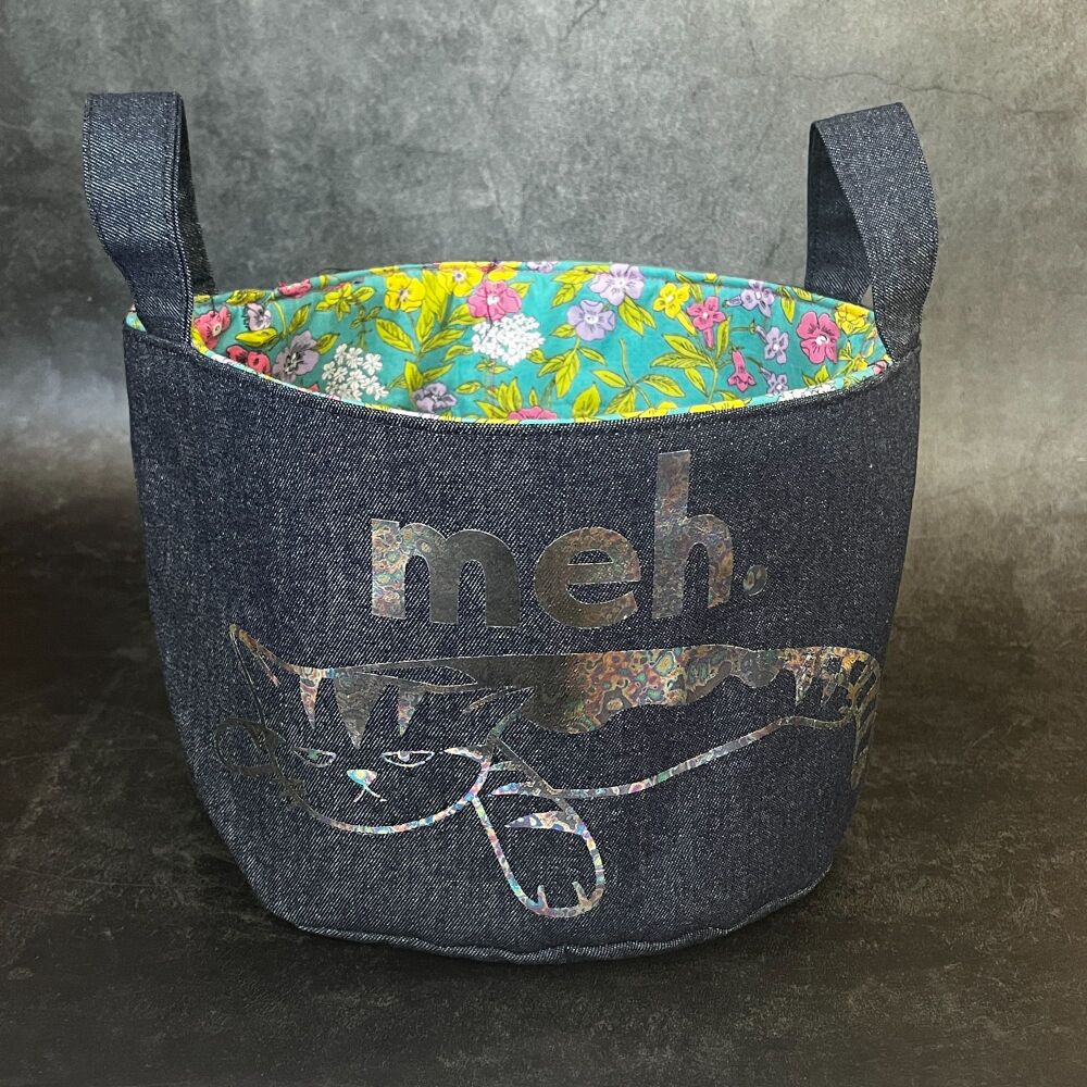 Meh Cat - Mini Denim Yarn Bucket