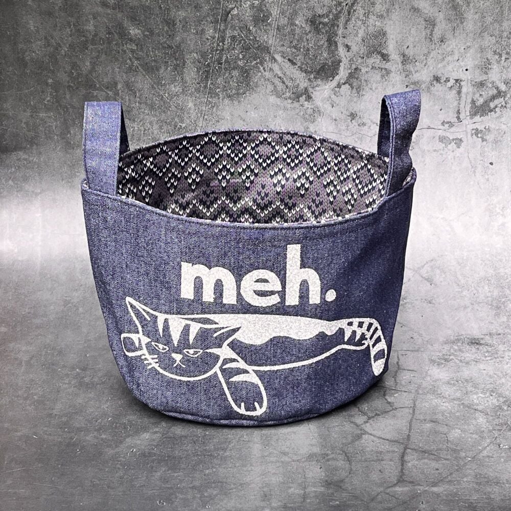 Meh Cat - Mini Denim Yarn Bucket