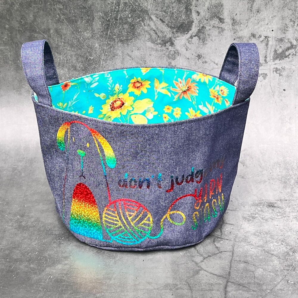 Don't Judge Dog - Mini Denim Yarn Bucket