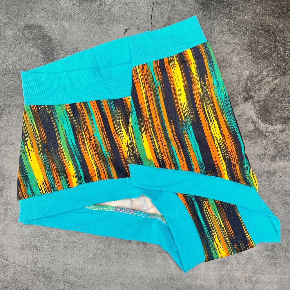 MEDIUM Boy Shorts UK 10-12 - Retro Stripes