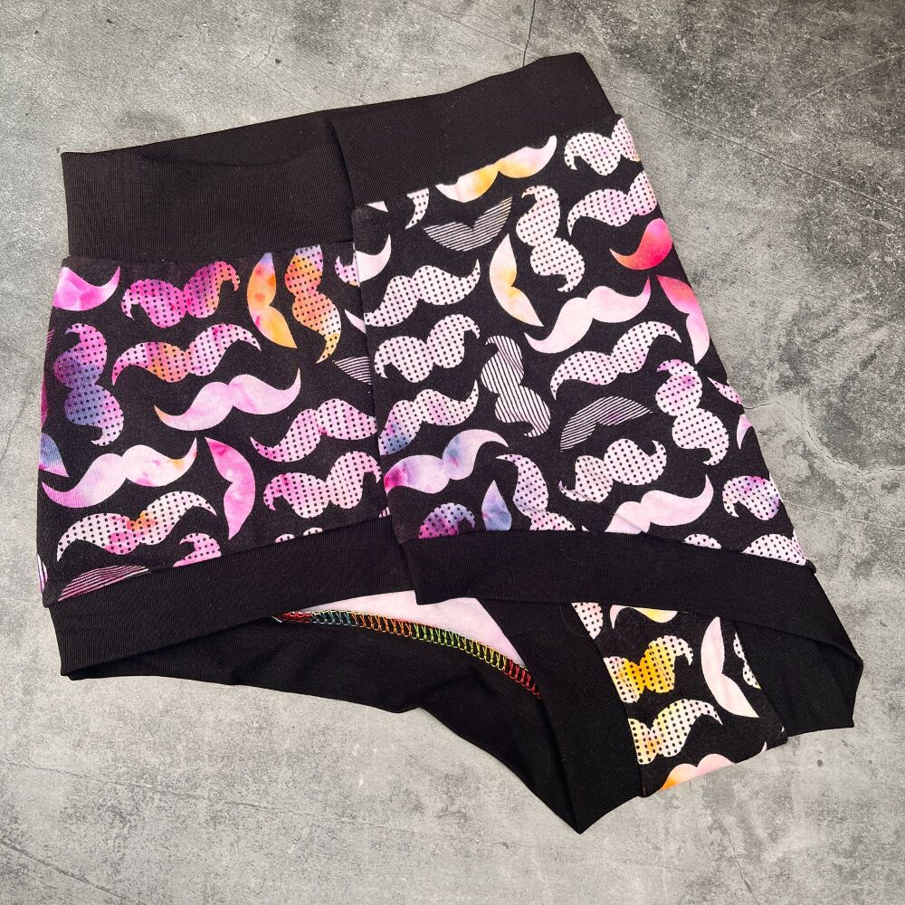 LARGE Boy Shorts UK 14-16 - Dyed Moustaches