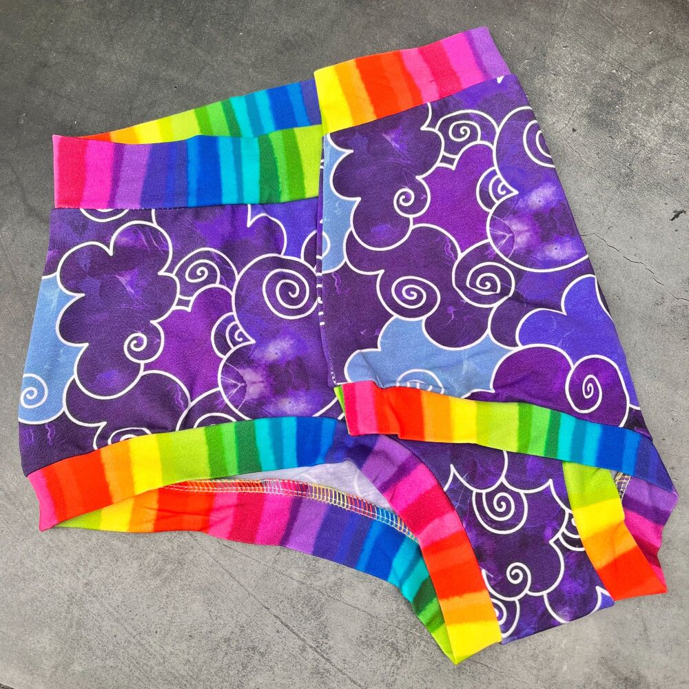 XXL Boy Shorts UK 22-24 - Stormy Rainbows