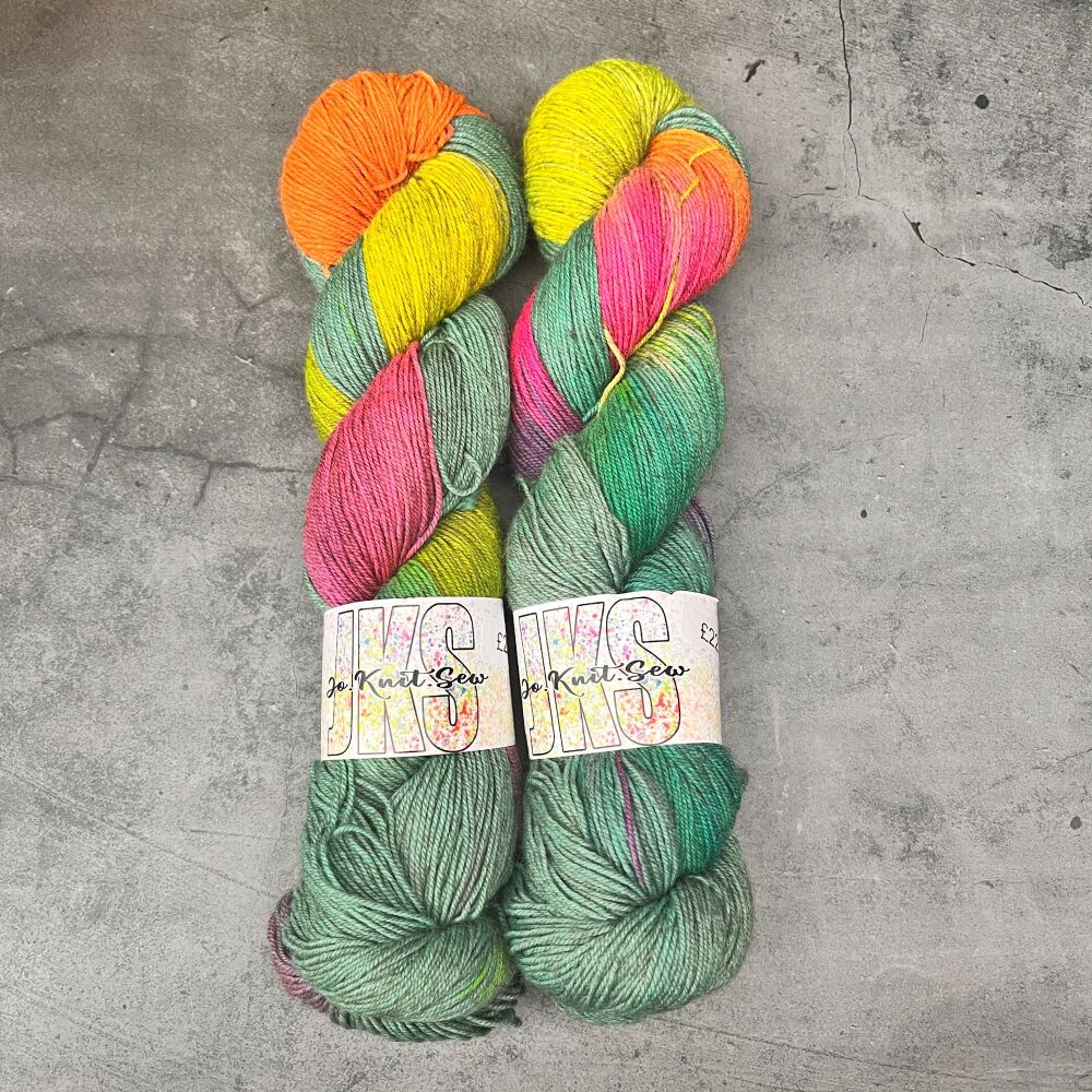 Fluoro Flash on Merino / Yak / Nylon sock
