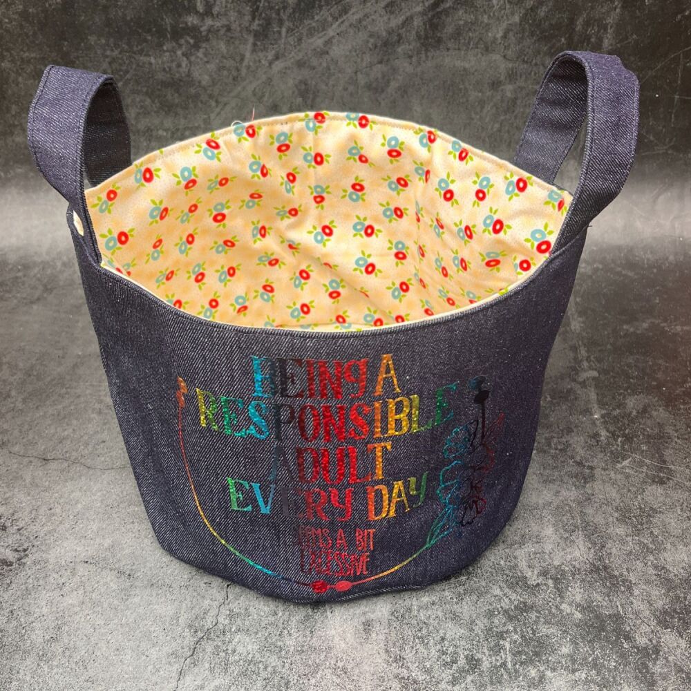 Responsible Adult - Mini Denim Yarn Bucket