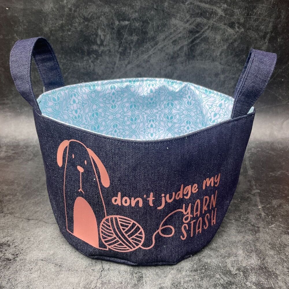 Don't Judge Dog - Mini Denim Yarn Bucket