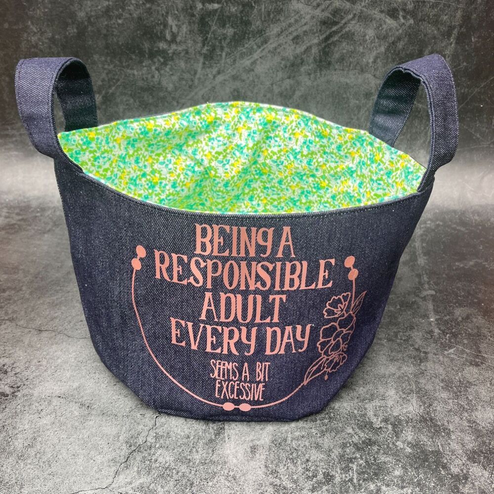 Responsible Adult - Mini Denim Yarn Bucket