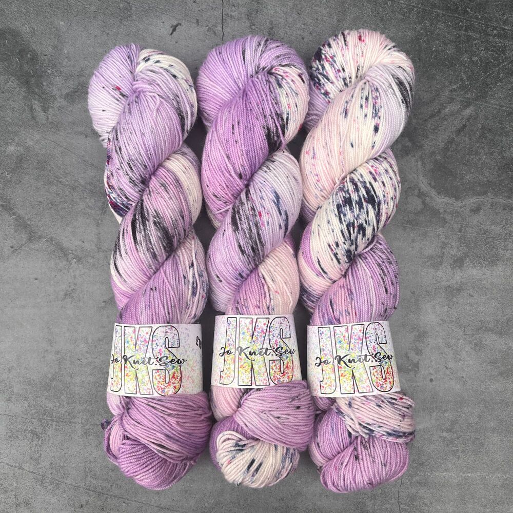 Dream of Lavender & Black on Merino Nylon Krypton sock