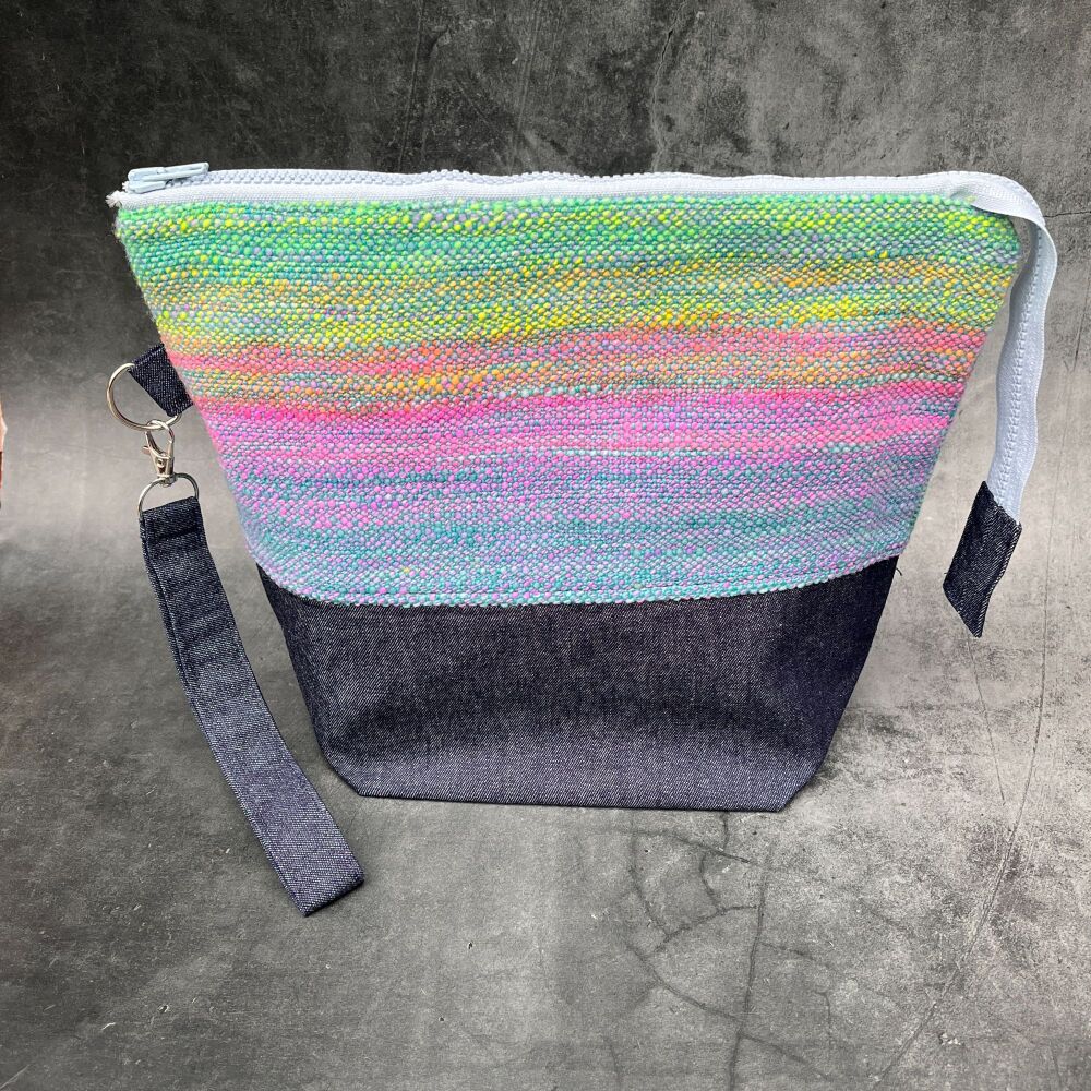 Hand Spun & Woven Rainbow  / Batique Boxy Bottomed bag