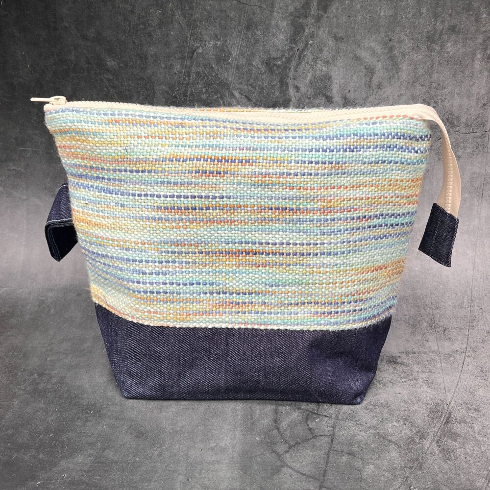Hand Woven Cotton / Raindrops - Large Boxy Bottomed bag