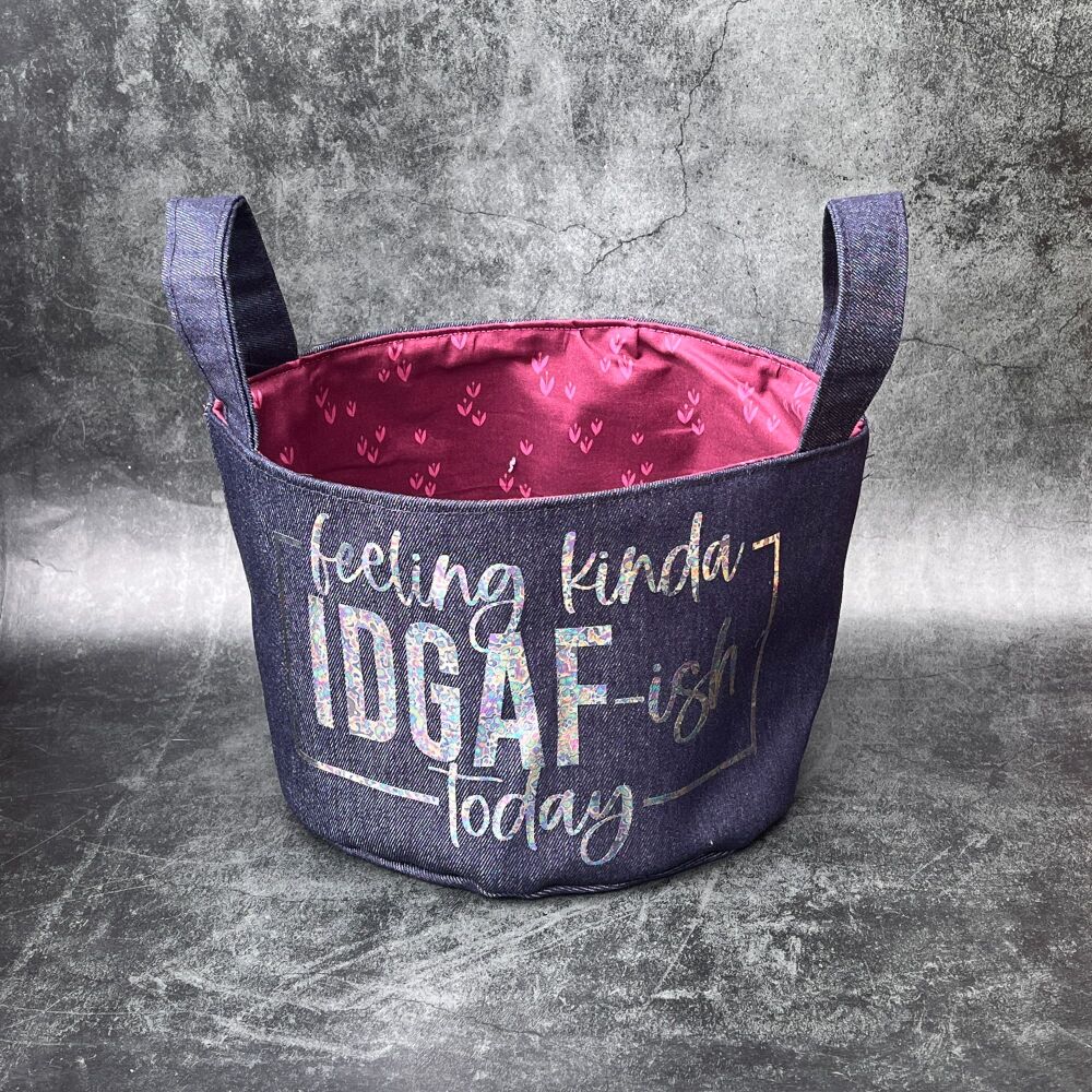 IDGAF-ish - Mini Denim Yarn Bucket