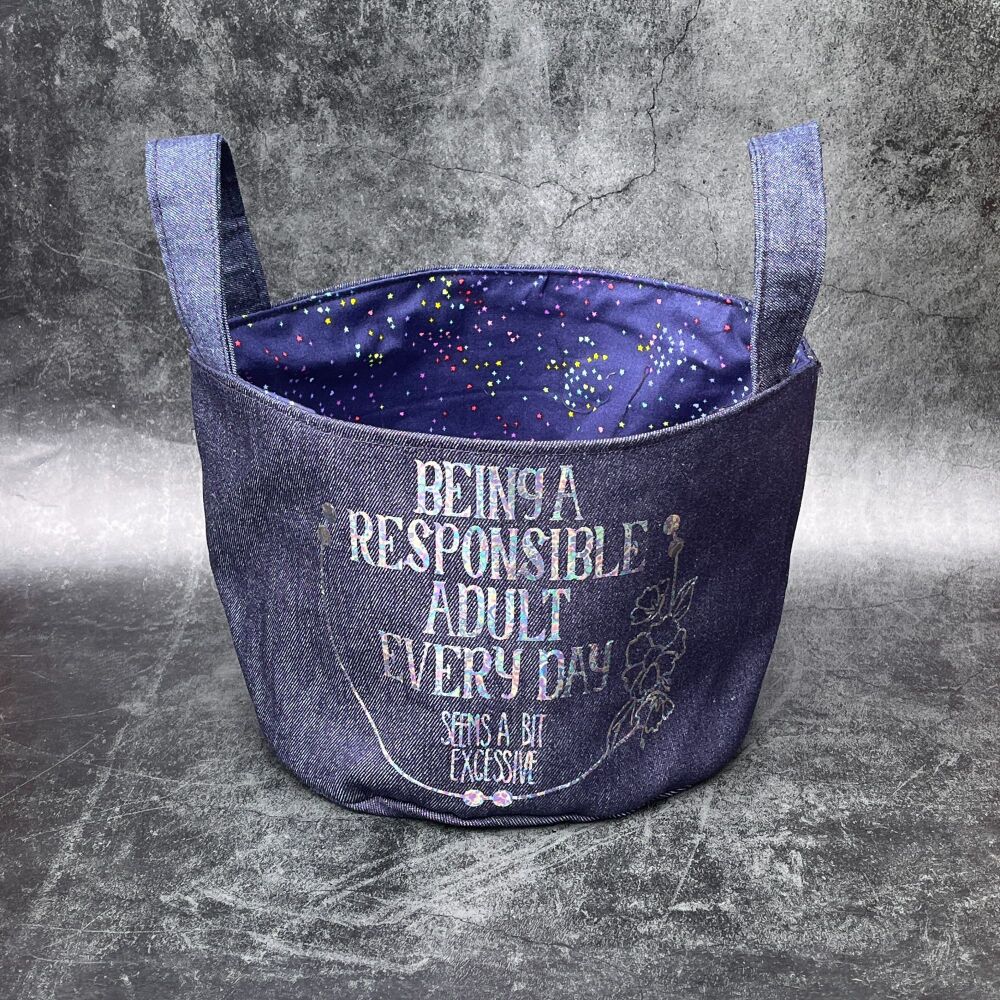 Responsible Adult - Mini Denim Yarn Bucket