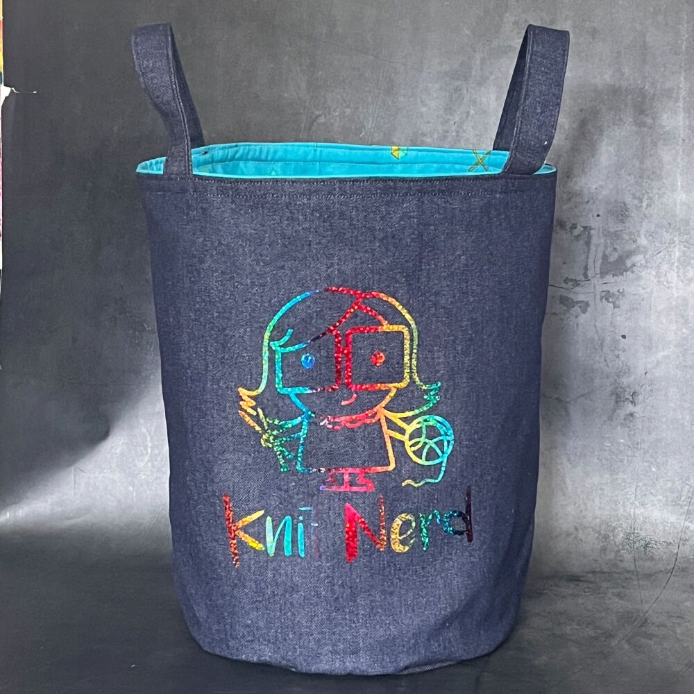 Knit Nerd - Denim Yarn Bucket