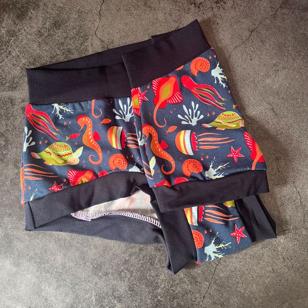SMALL Boy Shorts UK 6-8 - Under The Sea