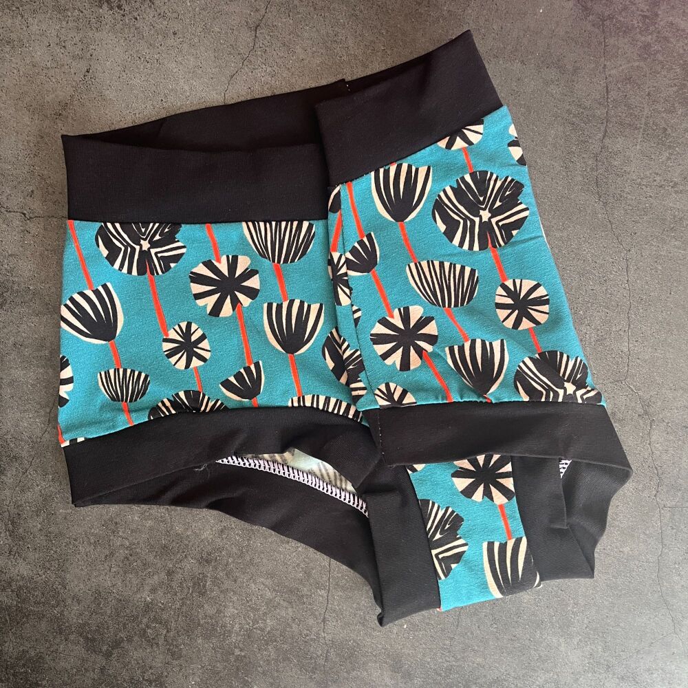 SMALL Boy Shorts UK 6-8 - Abstract Flowers