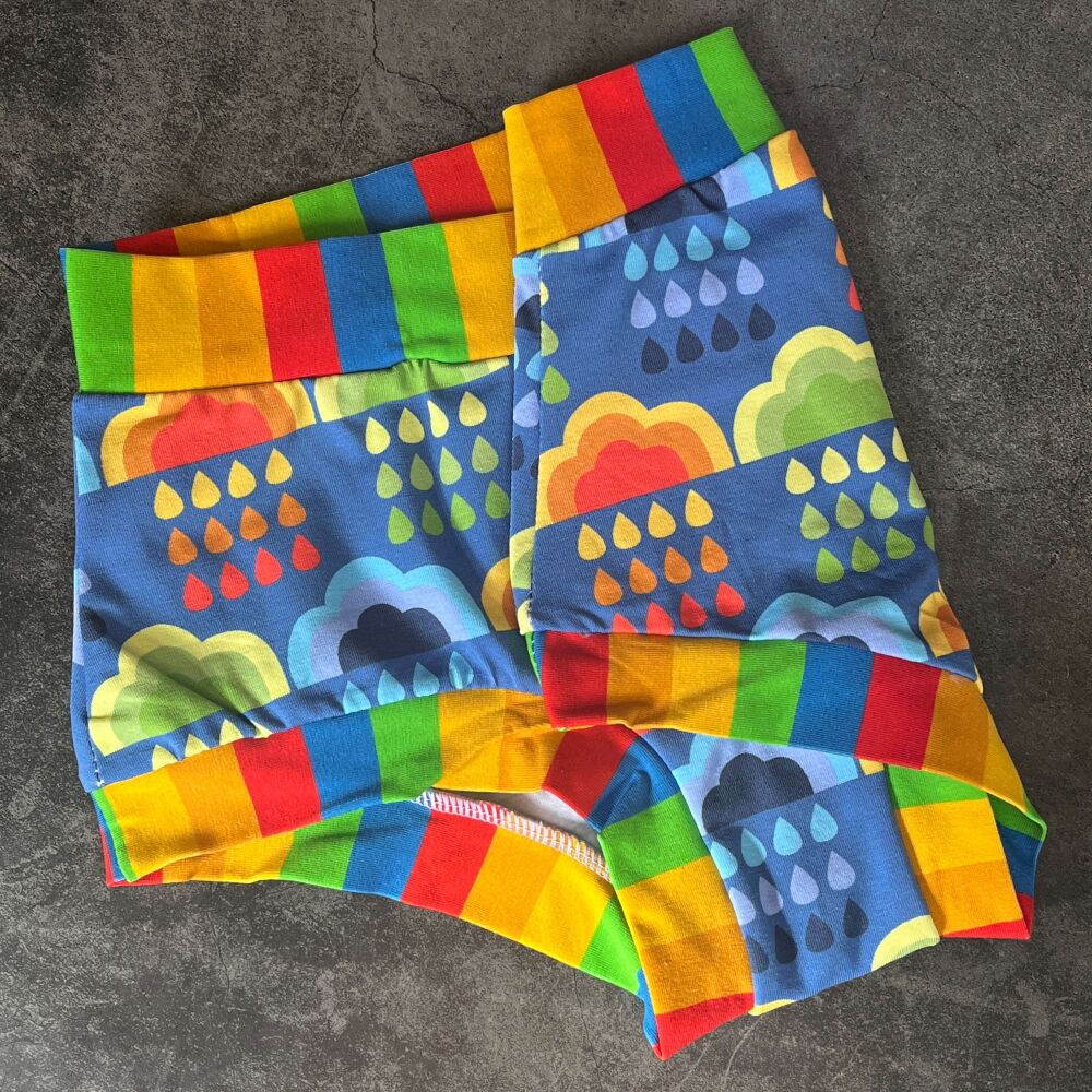 LARGE Boy Shorts UK 14-16 - Rainbow Rain