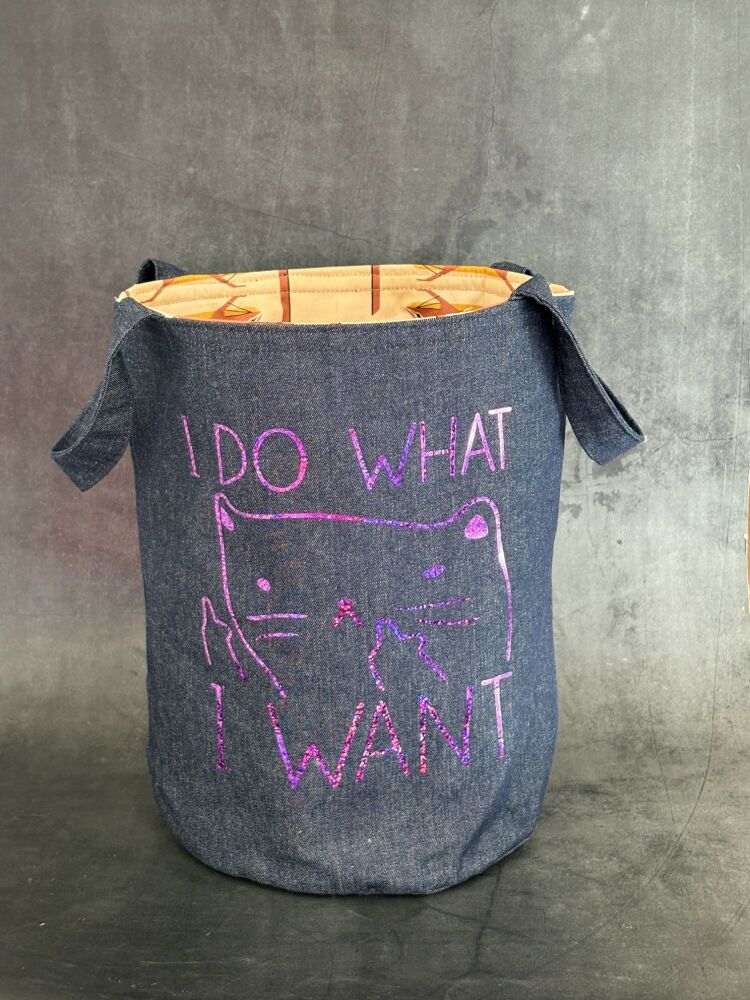 I do what I want - Denim Yarn Bucket