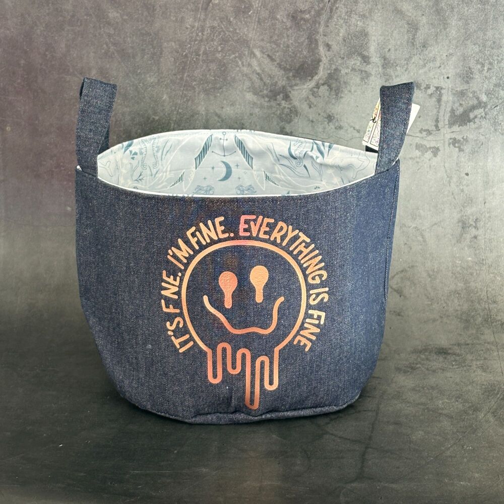 Fine, Everything's Fine - Mini Denim Yarn Bucket