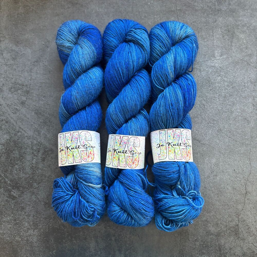 OOOFT BLUE Semi Solid on Merino / Yak / Nylon sock