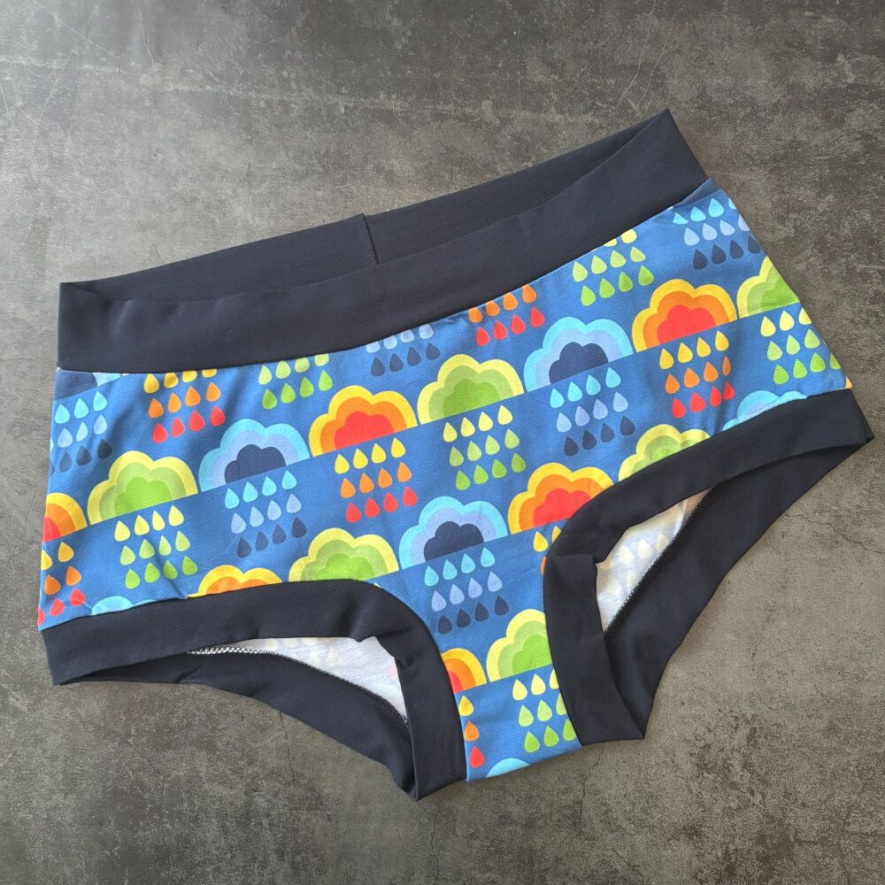 XXL Boy Shorts UK 22-24 - Rainbow Rain
