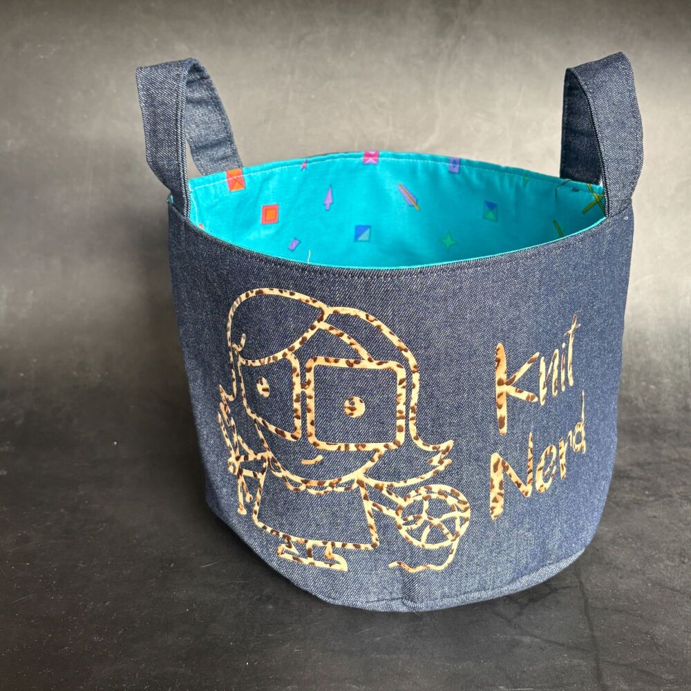Knit Nerd - Mini Denim Yarn Bucket