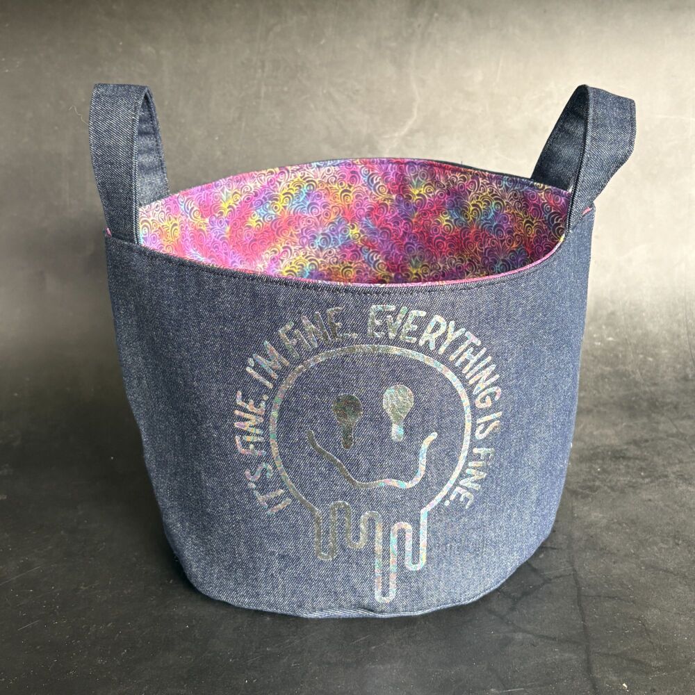 Fine, Everything's Fine - Mini Denim Yarn Bucket
