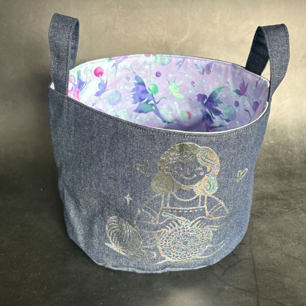 Crochet Lady - Mini Denim Yarn Bucket
