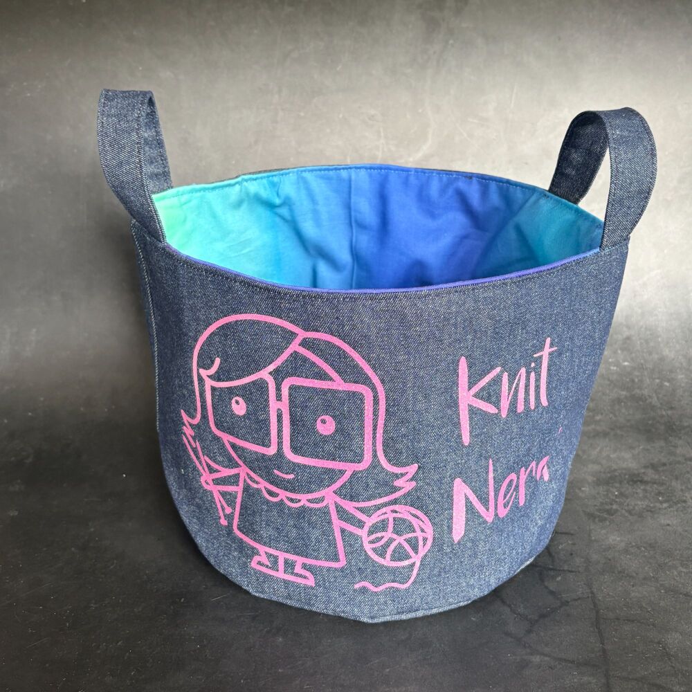 Knit Nerd - Mini Denim Yarn Bucket