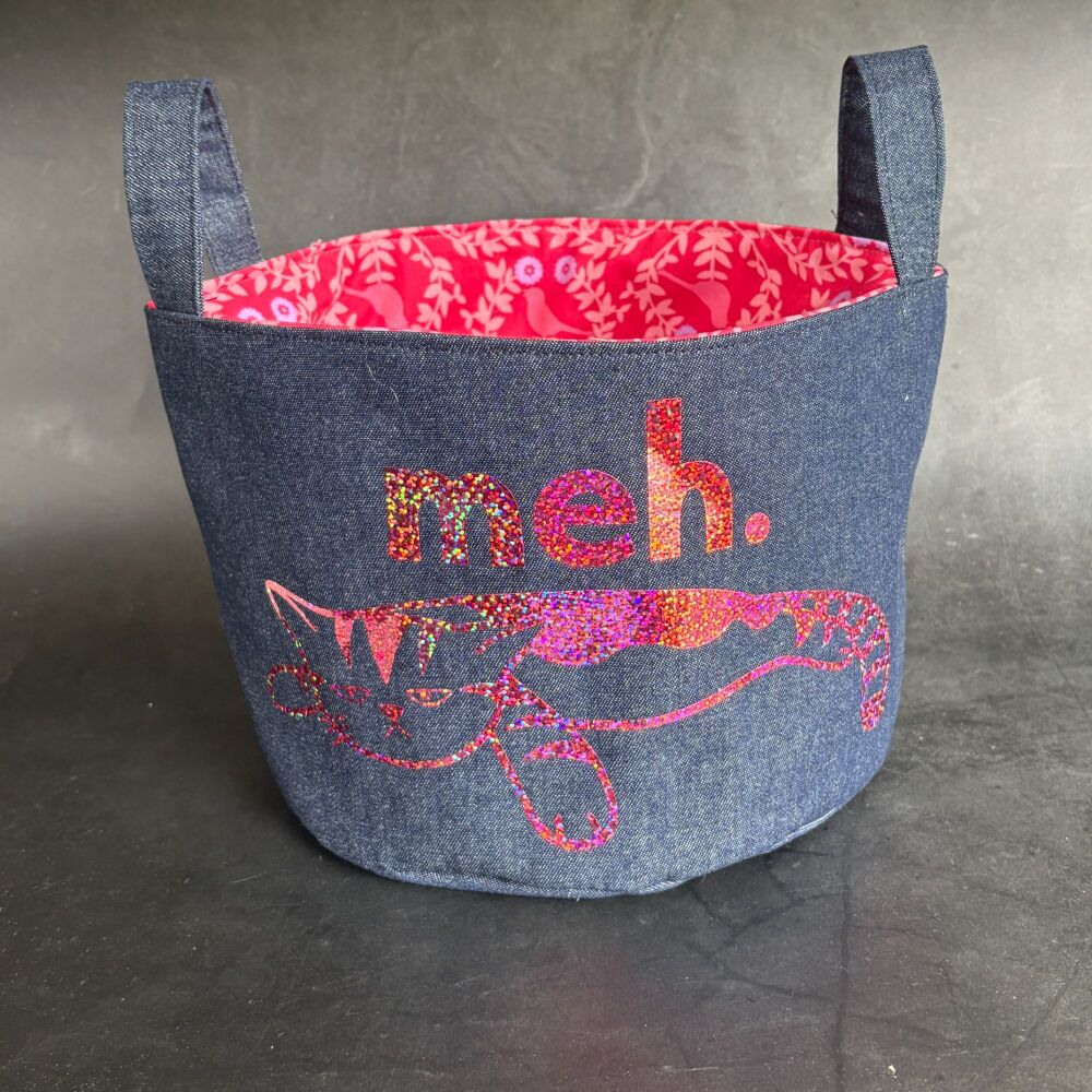 Meh Cat - Mini Denim Yarn Bucket