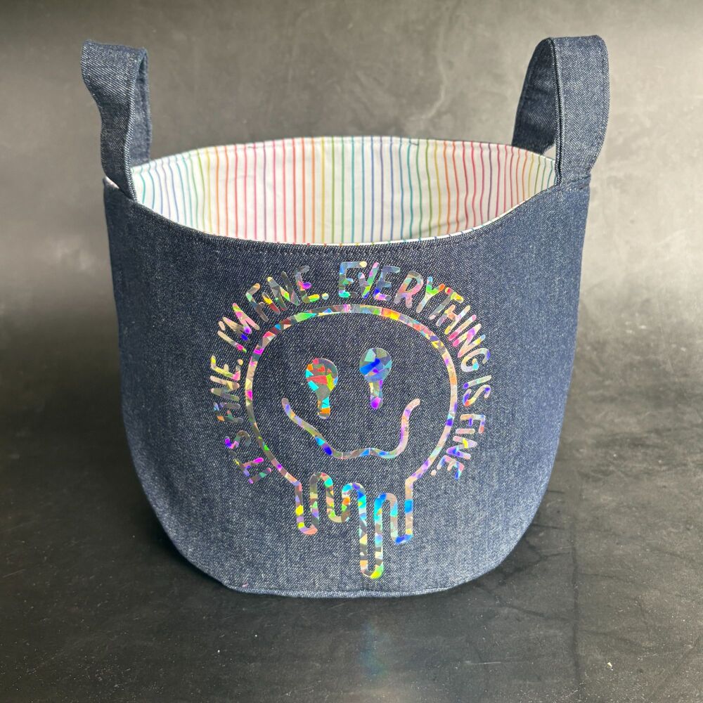 Fine, Everything's Fine - Mini Denim Yarn Bucket