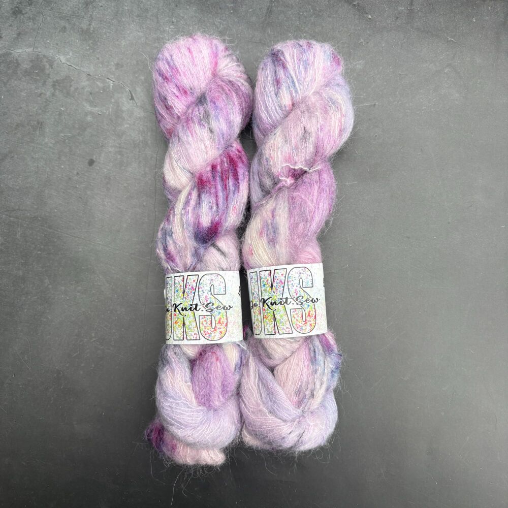 Dreams of Lavender & Black Baby Suri / Silk Fluffy Lace