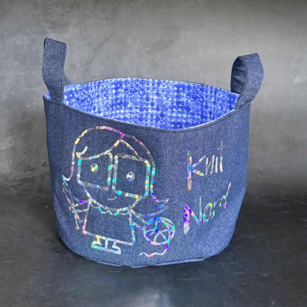 Knit Nerd - Mini Denim Yarn Bucket