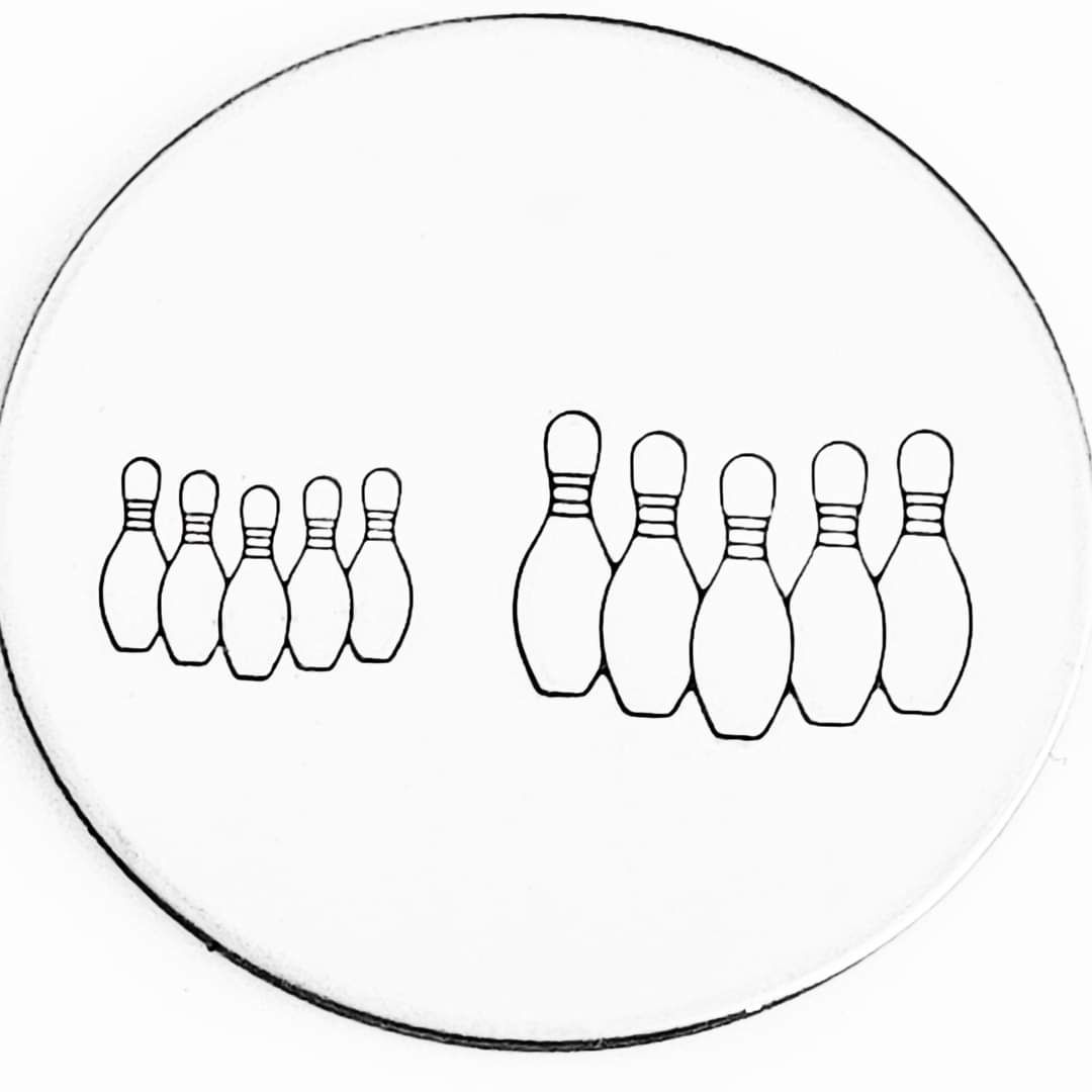 Group of Bowling Pins Metal Design Stamp - What Size? 