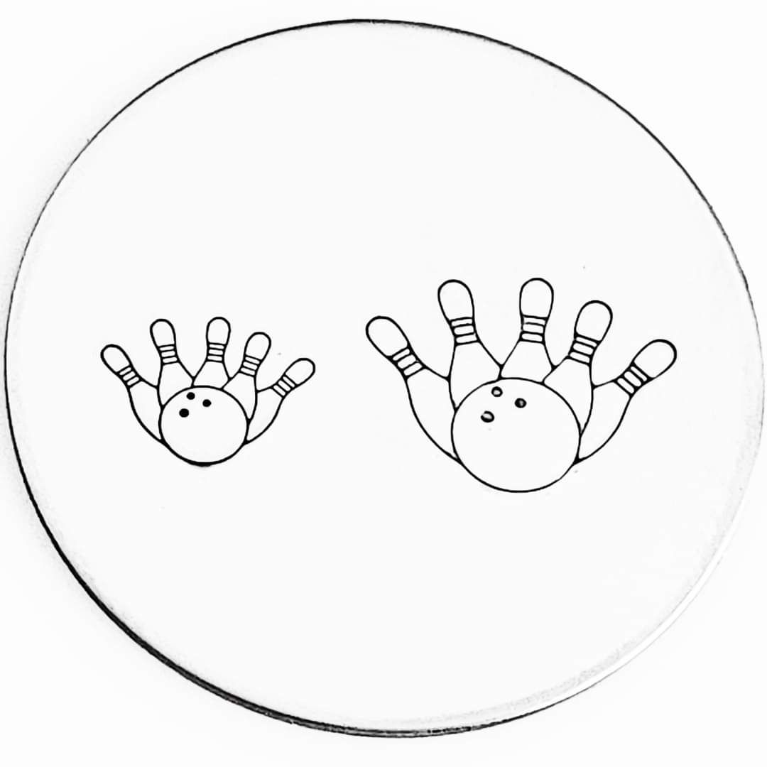 Bowling Metal Design Stamp - What Size? *** Pins WITH Ball