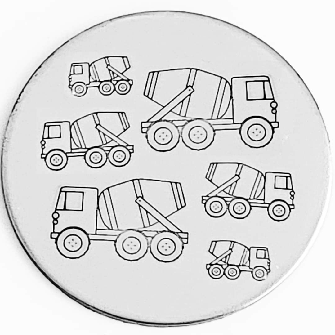 Cement Mixer Metal Design Stamp - What Size?
