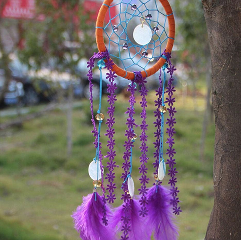 Feather dream catcher (turquoise and purple)