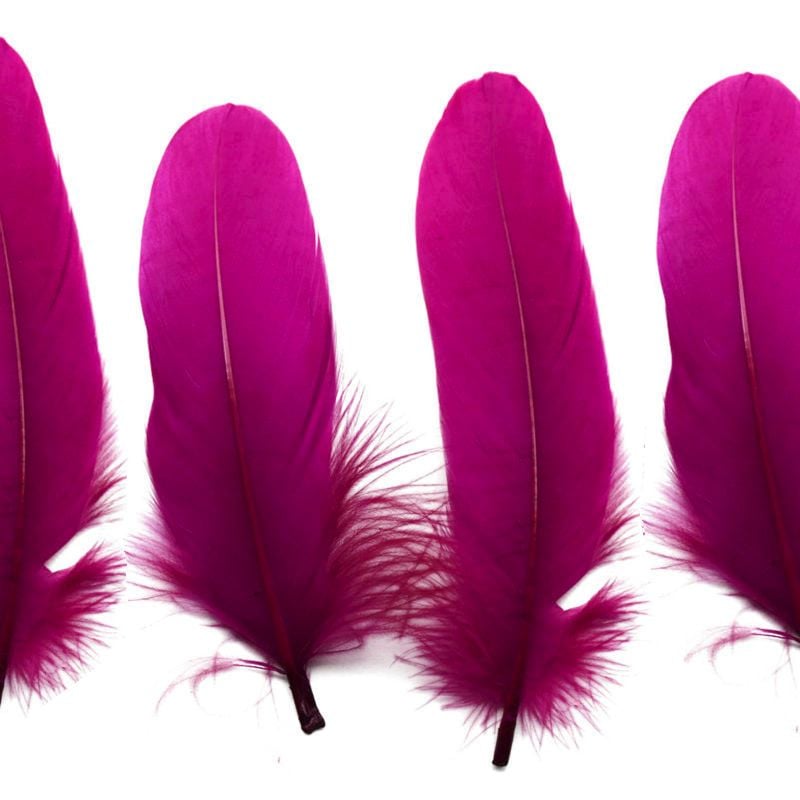 Dark Pink, Fuschia Goose Quill Feathers x 4