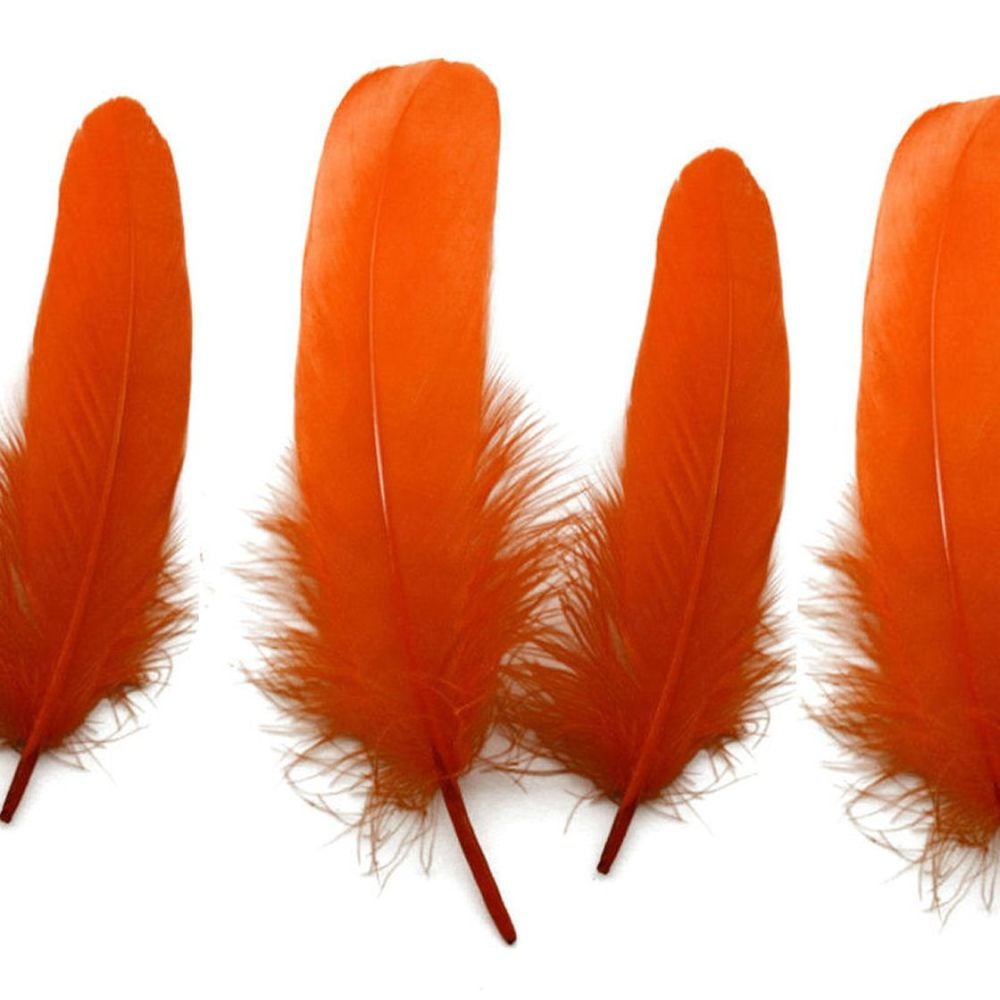 Orange Goose Quill Feathers x 4 