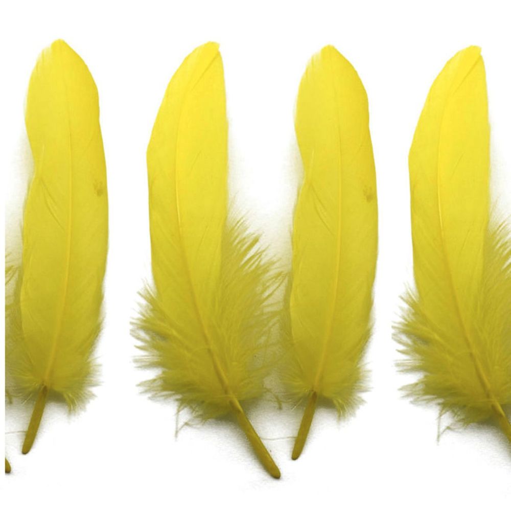 Yellow Goose Quill Feathers x 4 