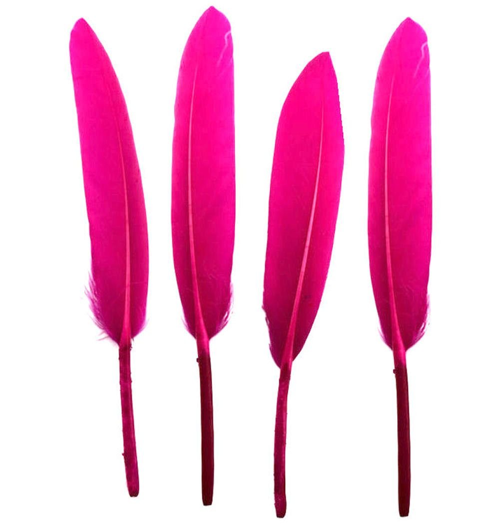 Bright Pink Goose Quill Feathers x 10