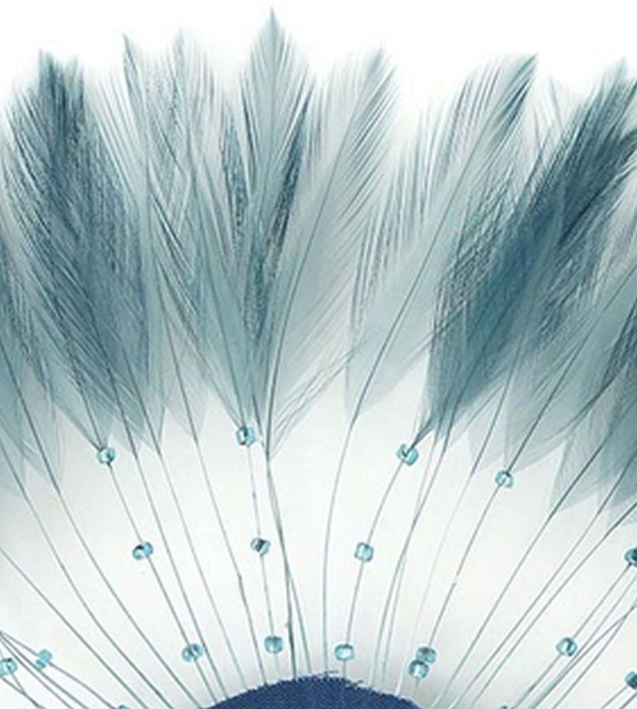 Country Blue Rooster Feathers Hackles Stripped x 8
