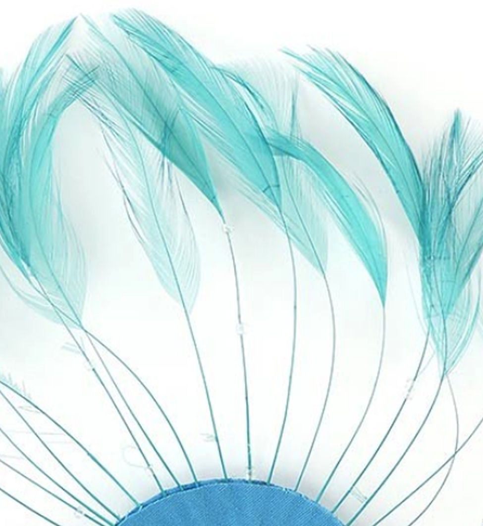 Dark Aqua Rooster Feathers Hackles Stripped x 10